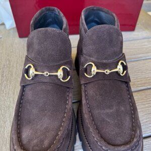 New Gucci  Sylke Suede Ankle Boots - Chocolate, 9.5